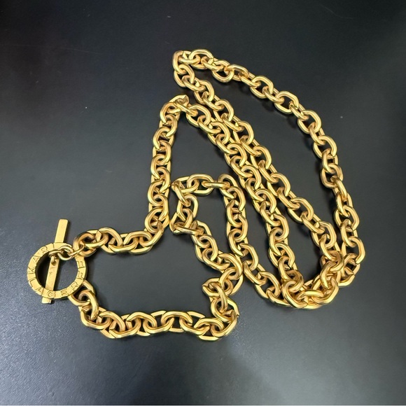 Vintage KARL LAGERFELD Gold-tone Chunky Chain Toggle Necklace 36” Long 144g. - Picture 5 of 15